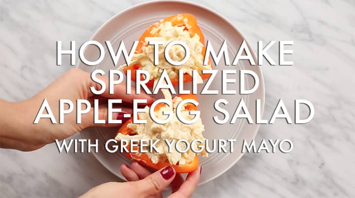 Video: Easy Spiralized Apple Egg Salad in Bell Pepper Cups