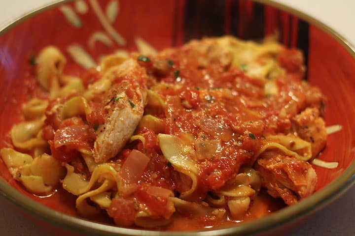 Zucchini Pasta alla “Skinny Jeans” Vodka with Grilled Chicken