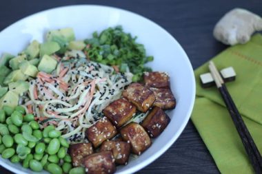 Meatless Monday: Spiralized Vegetable Tahini Bowl with Tofu, Edamame & Avocado