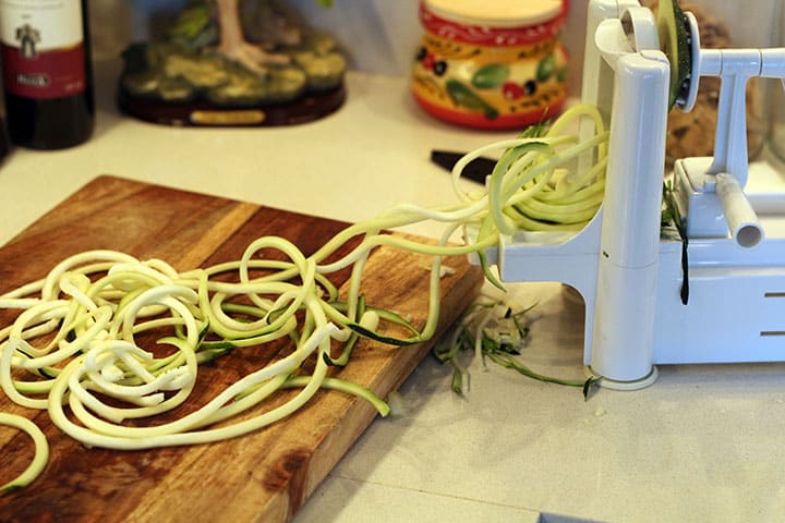 spiralizing a zucchini