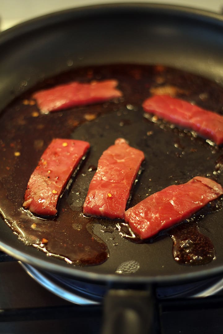 cooking sesame beef