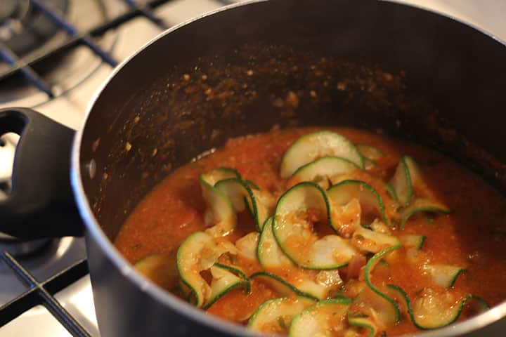 Roasted Tomato Basil Zucchini Noodle Soup