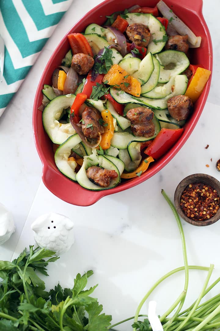 Spicy Italian Sausage and Peppers Zucchini Pasta