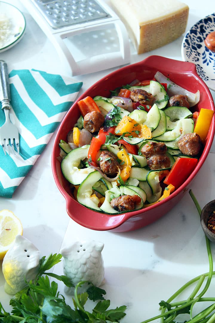 Spicy Italian Sausage and Peppers Zucchini Pasta
