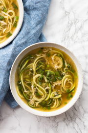 Spicy Ginger Scallion Egg Drop Soup with Zoodles