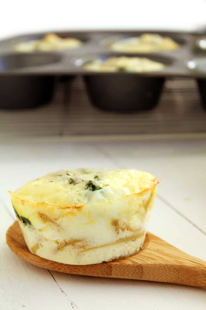 Fontina, Spinach and Potato Noodle Egg White Frittata Muffins