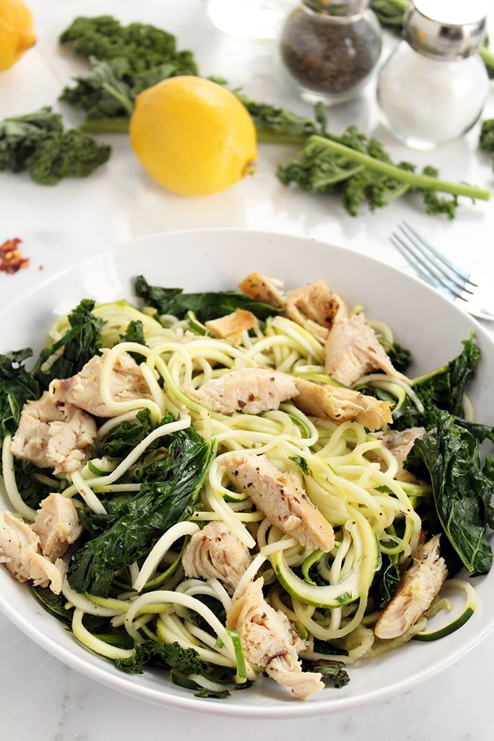 Baked Chicken and Kale Zucchini Pasta