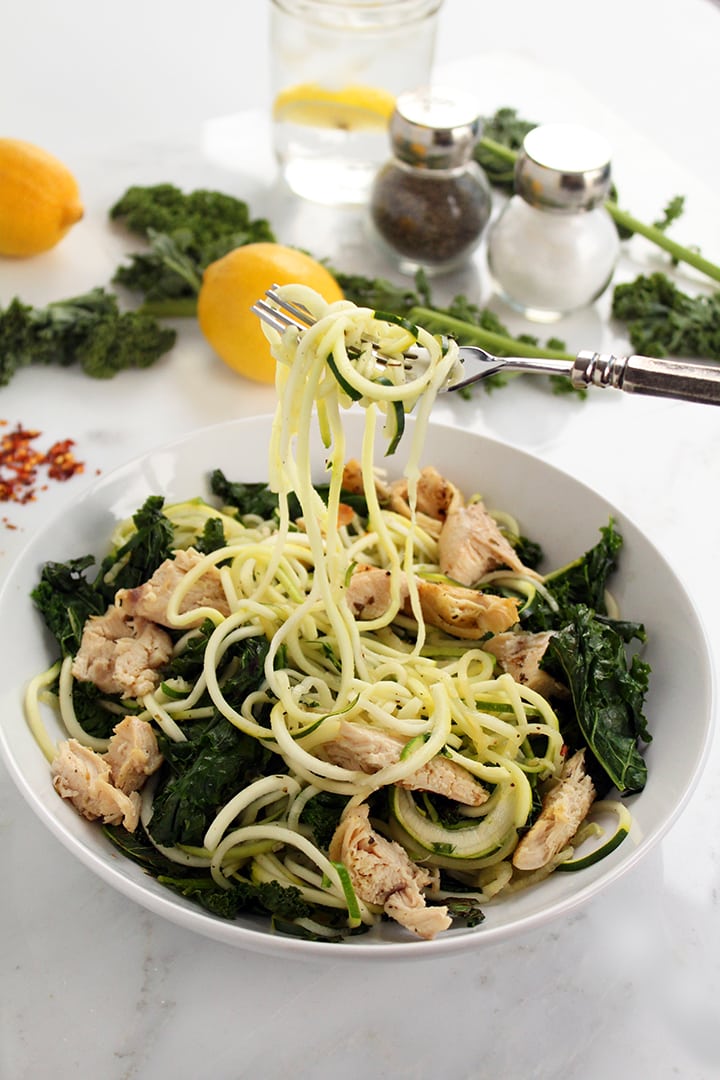 Baked Chicken and Kale Zucchini Pasta