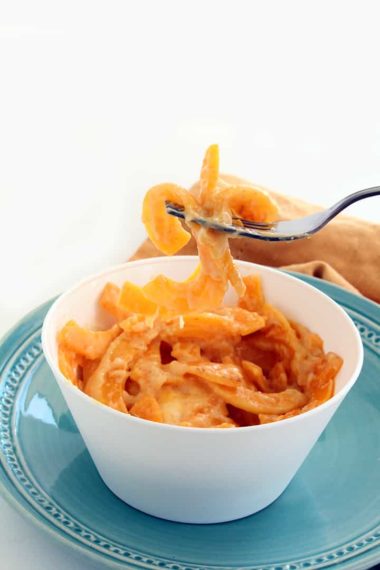 Spiralized Mac and Cheese Two Ways: Butternut Squash & Sweet Potato