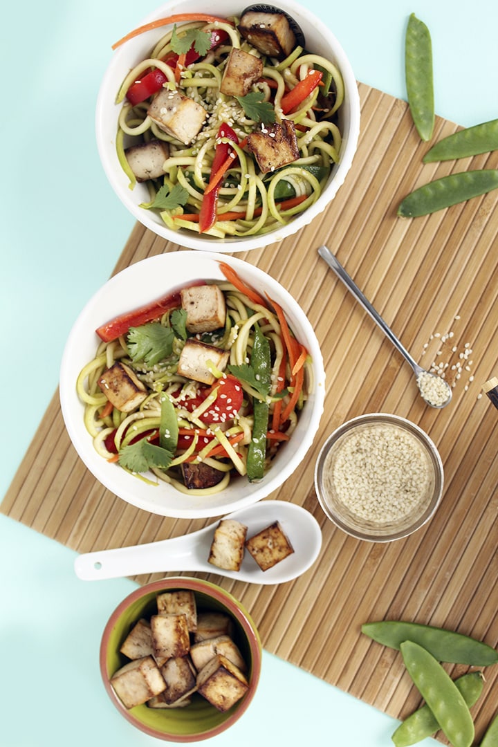 Miso-Ponzu Zucchini Noodles with Tofu & Veggies