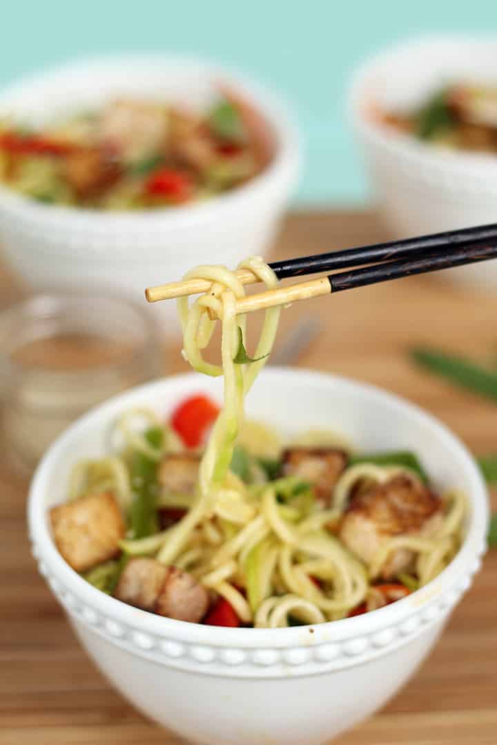 Miso-Ponzu Zucchini Noodles with Tofu & Veggies