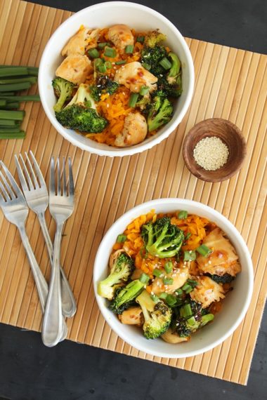 Teriyaki Chicken and Broccoli with Butternut Squash “Rice”