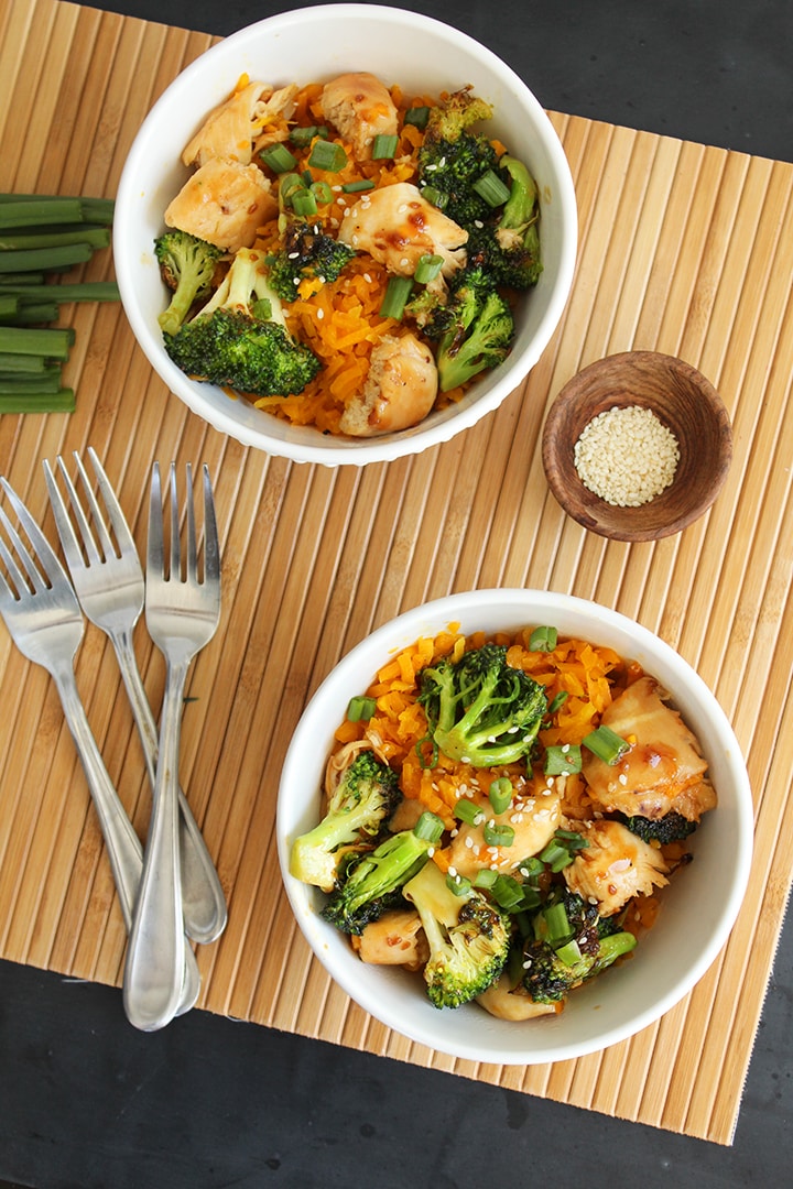 Teriyaki Chicken and Broccoli with Butternut Squash "Rice"