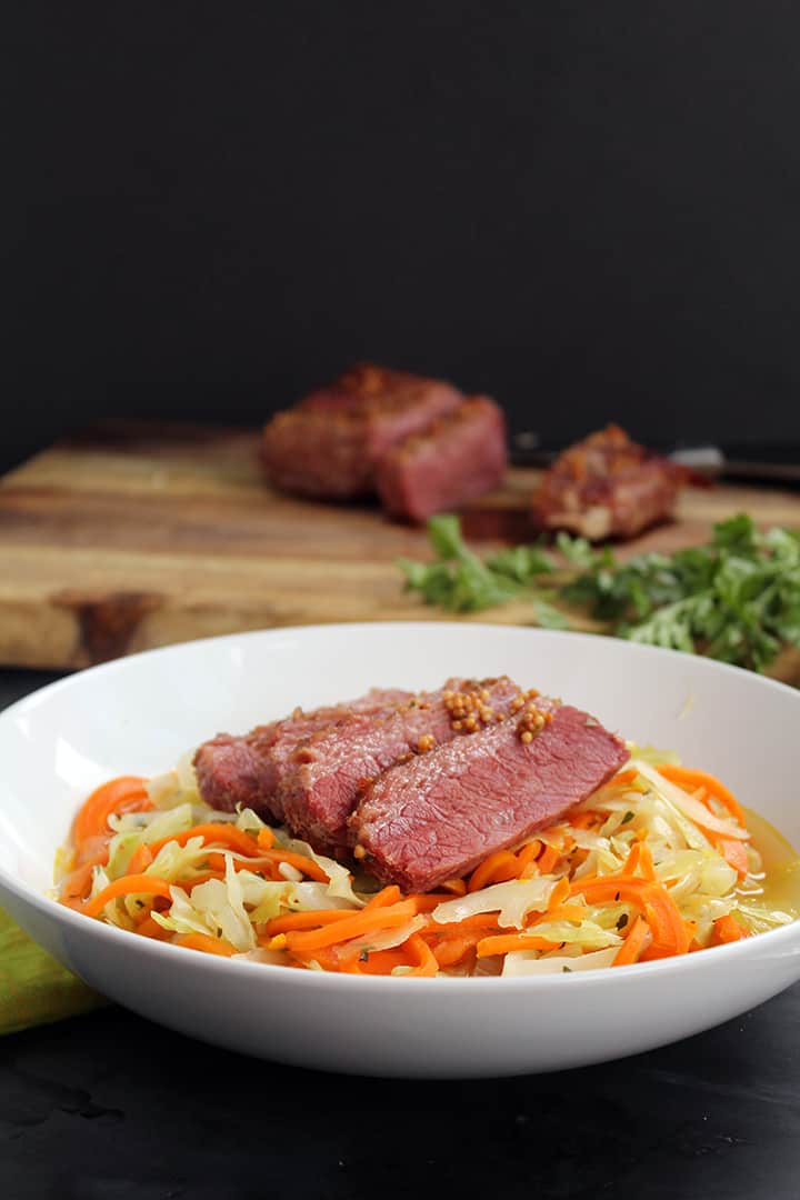 Corned Beef with Spiralized Carrots & Cabbage