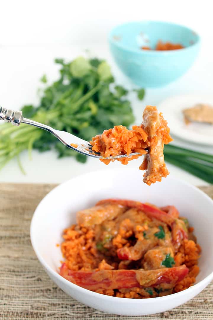 Thai Pork & Peanut Coconut Red Curry with Sweet Potato Rice