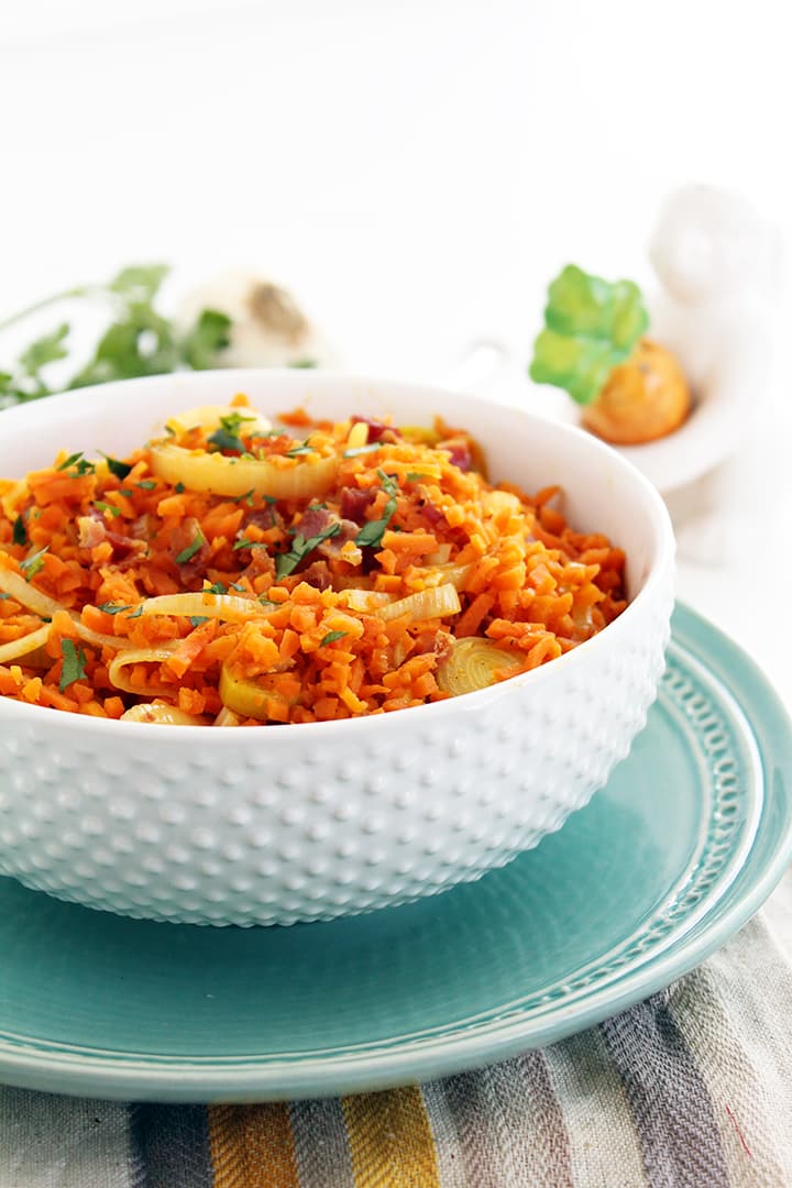 Carrot "Rice" Leek Risotto with Bacon
