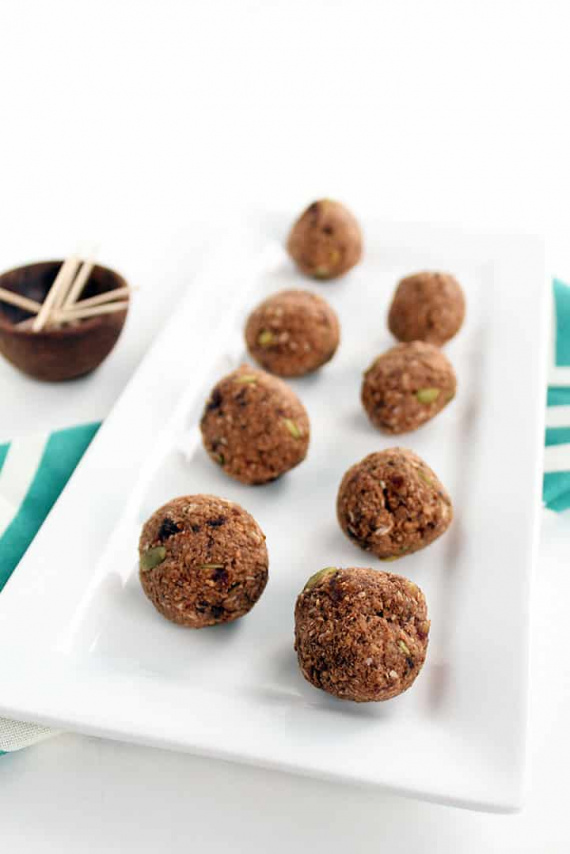 Cacao-Coconut Plantain Rice Balls with Pepitas