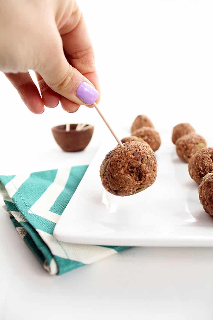 Cacao-Coconut Plantain Rice Balls with Pepitas