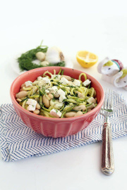 Dill Zucchini Pasta with Bean, Hearts of Palm and Feta