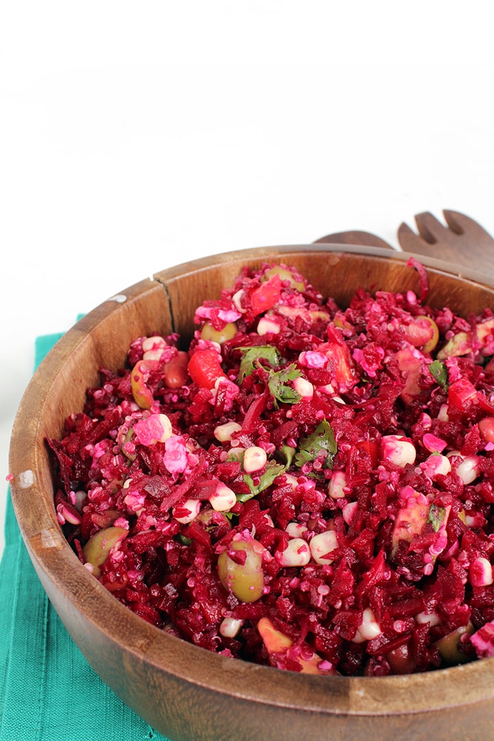 Quinoa-Beet Rice Salad with Veggies and Feta - Inspiralized.com