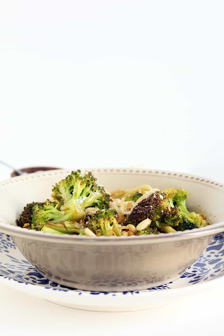 Garlic Broccoli Noodles with Toasted Pine Nuts