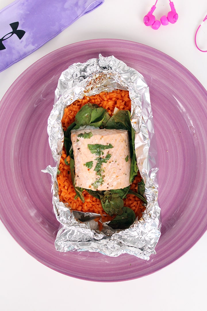 Salmon, Spinach and Sweet Potato Rice Foil Packets - Inspiralized.com