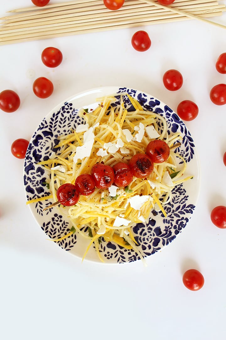 Yellow Squash with Ricotta Salata and Grilled Tomatoes