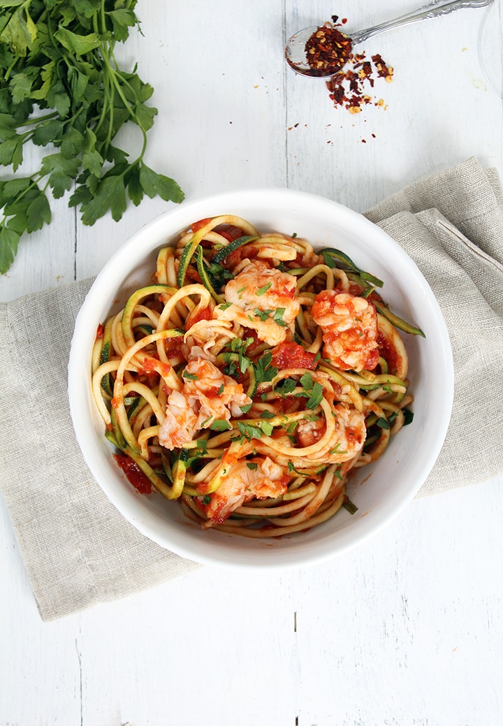Lobster Tail Fra Diavolo with Zucchini Noodles