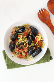 Mussels and Sausage Zucchini Pasta