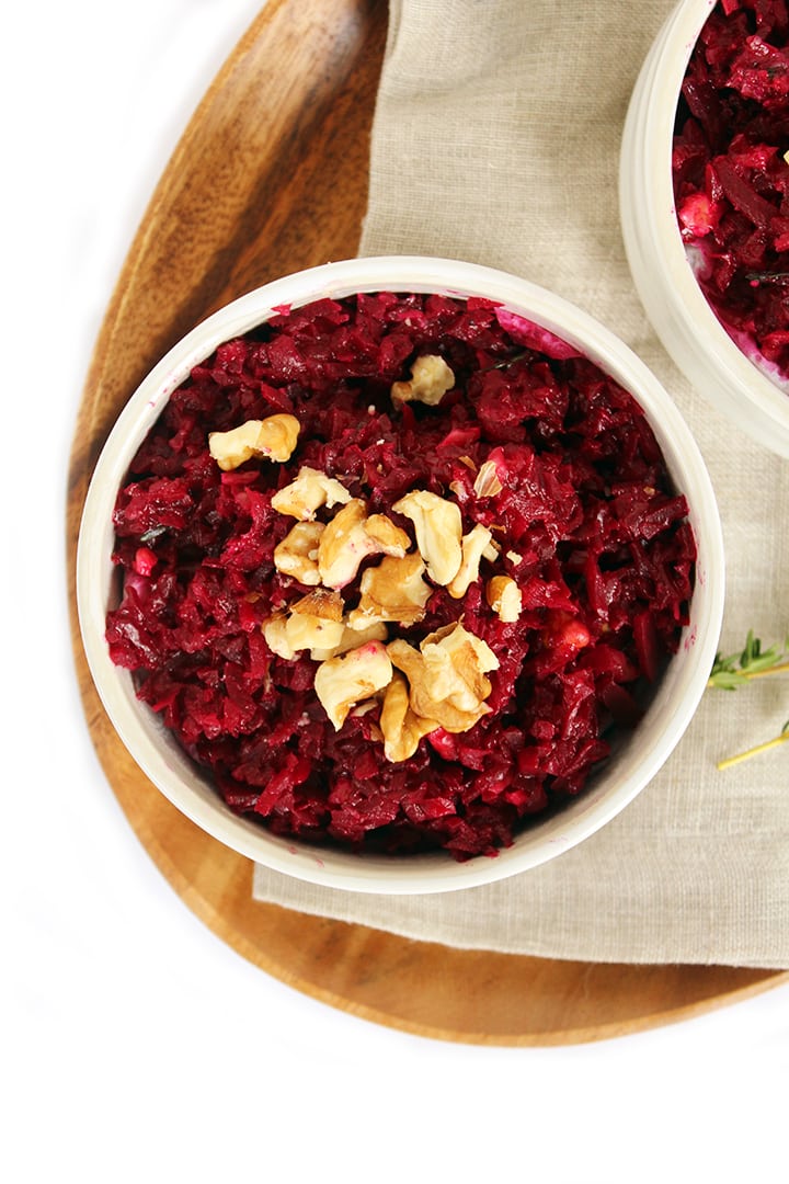 Thyme Beet Risotto with Walnuts