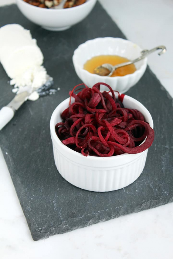 Mini Cheese Plate with Warm Beet Noodles