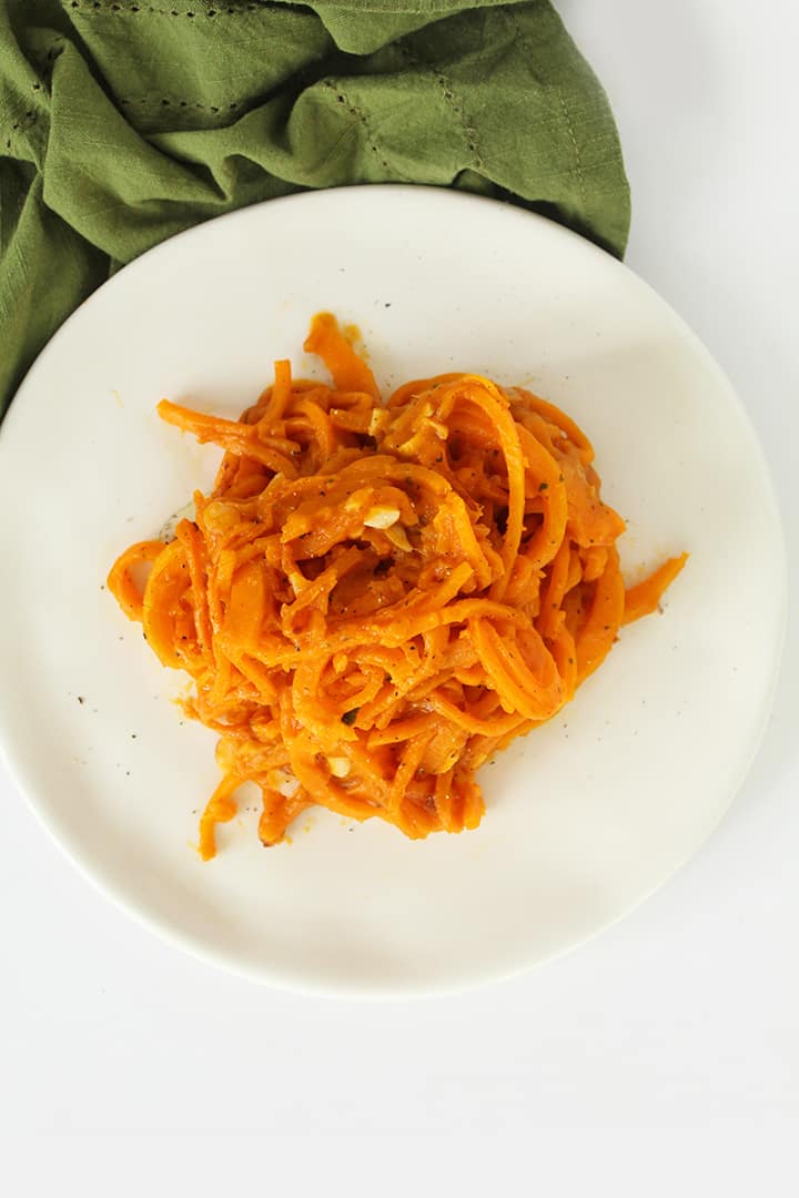 Vegan Butternut Squash Noodles and Toasted Almonds with Pumpkin-Sage Sauce