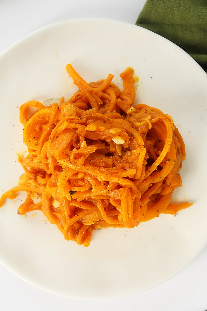 Vegan Butternut Squash Noodles and Toasted Almonds with Pumpkin-Sage Sauce 