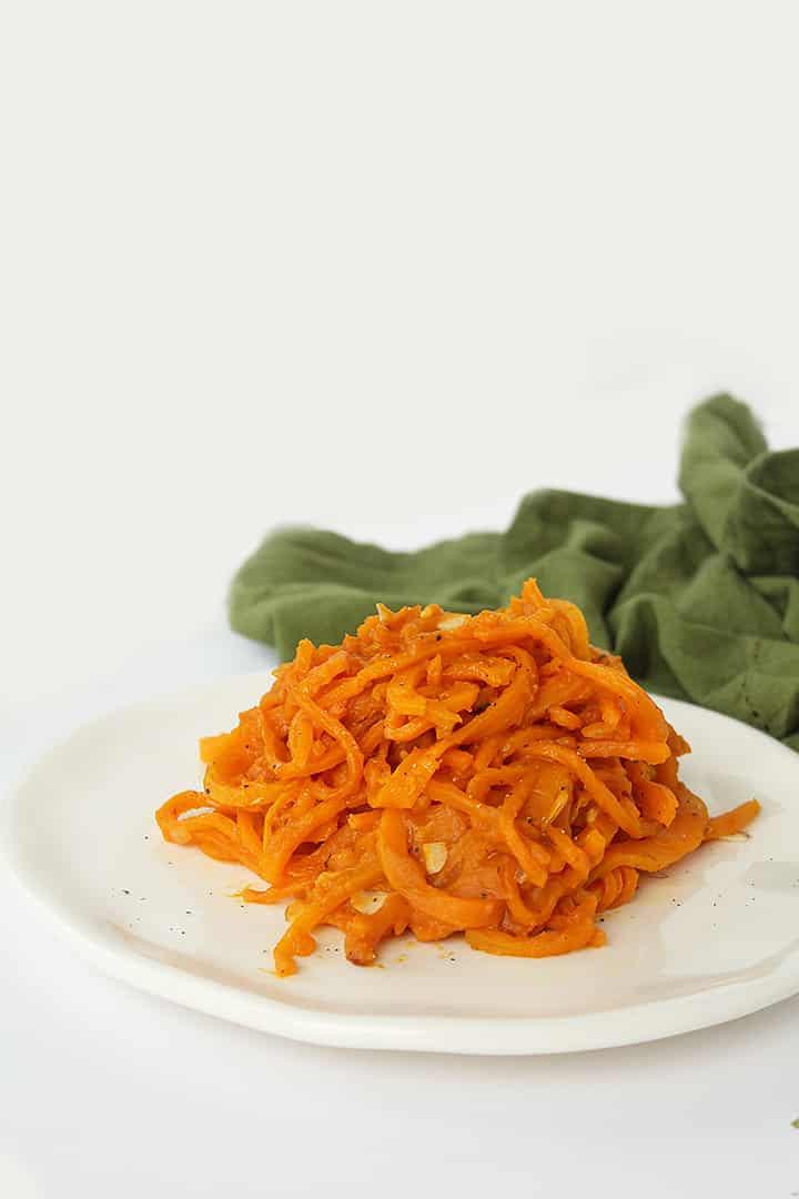 Vegan Butternut Squash Noodles and Toasted Almonds with Pumpkin-Sage Sauce 