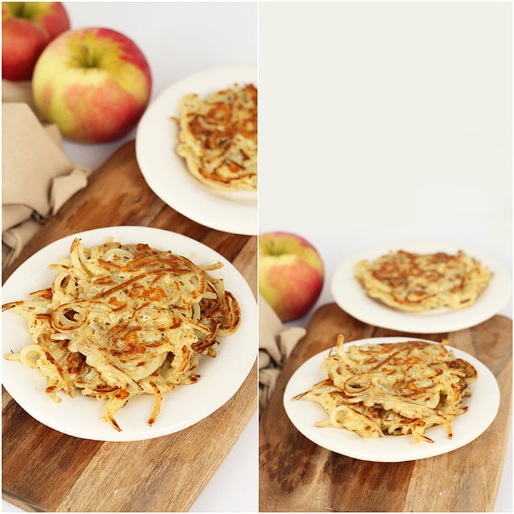 Easy Cheddar-Rosemary Spiralized Potato Pancakes 