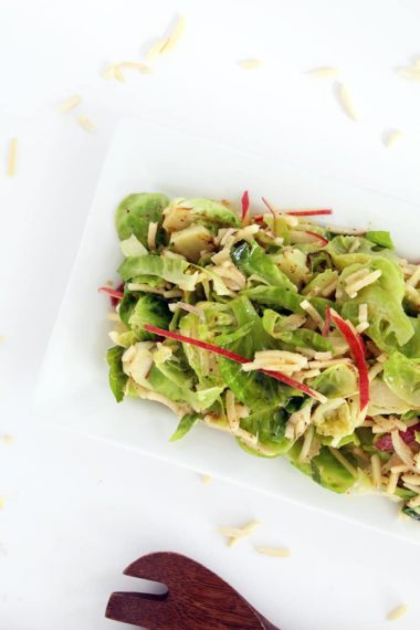 Sweet Hot Mustard Brussels Sprout and Apple-Almond Salad
