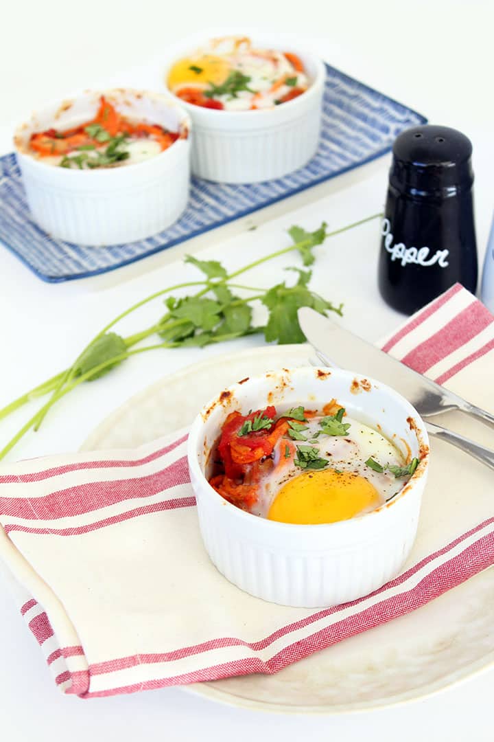 Baked Spanish Eggs and Sweet Potato Noodle Bowls