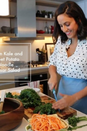 Vegan Kale and Sweet Potato Noodle Caesar Salad - Inspiralized.com