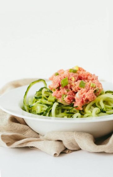 Spicy Tuna Salad with Cucumber Noodles