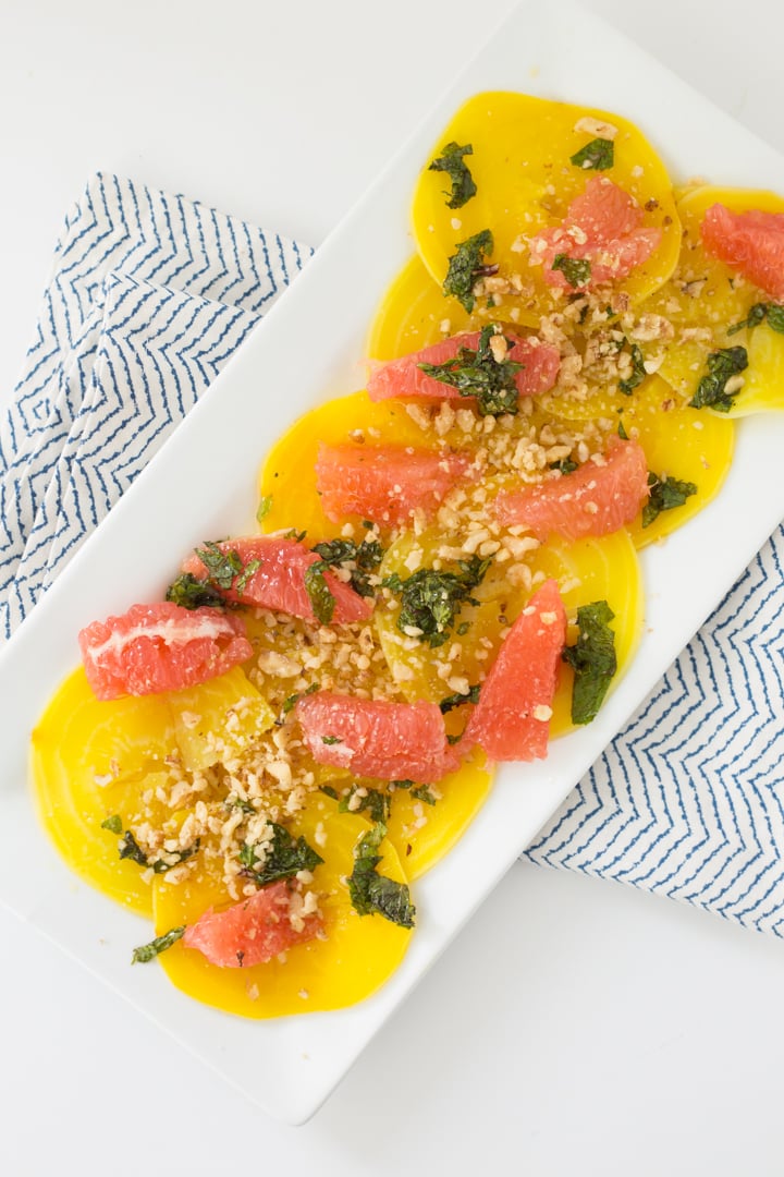 Golden Beet and Grapefruit Mint Salad with Crushed Walnuts