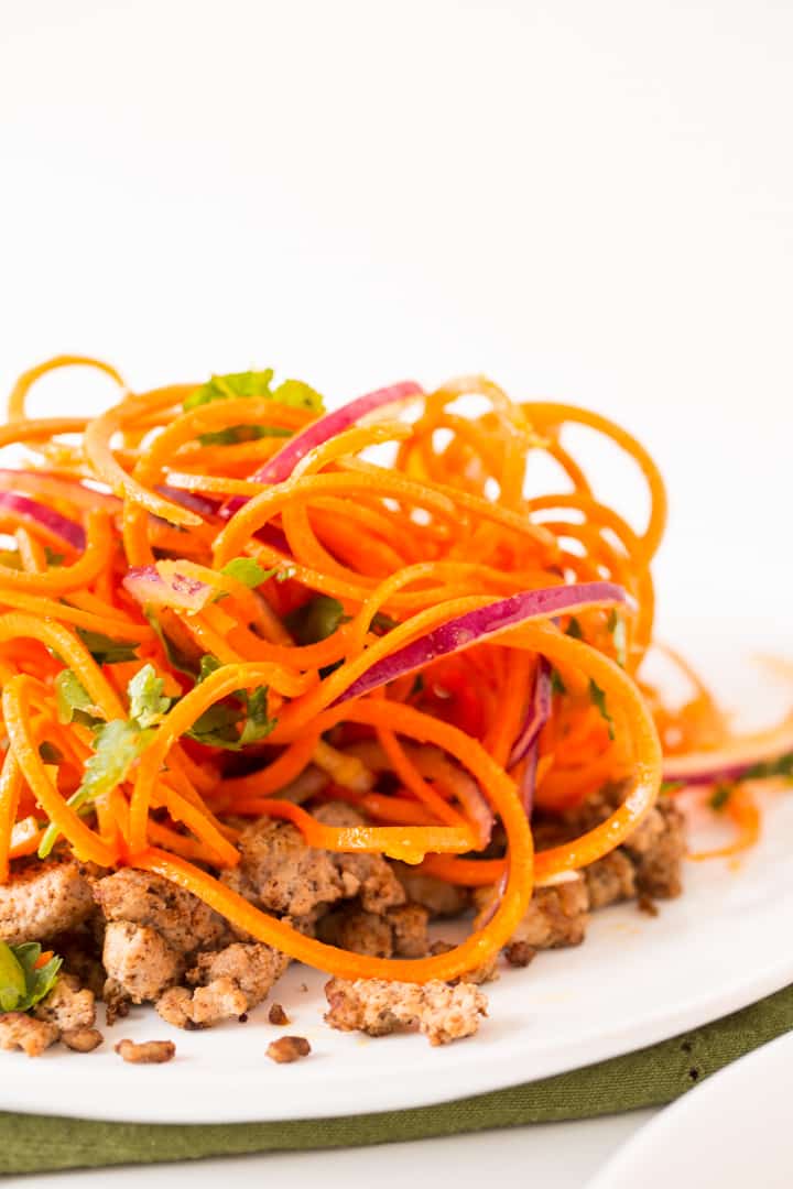 Indian Carrot Noodle Salad with Spiced Lamb