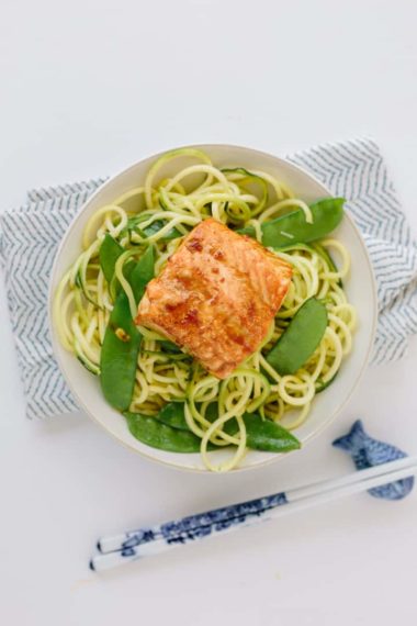 Teriyaki-Ginger Salmon with Sesame Zucchini Noodles