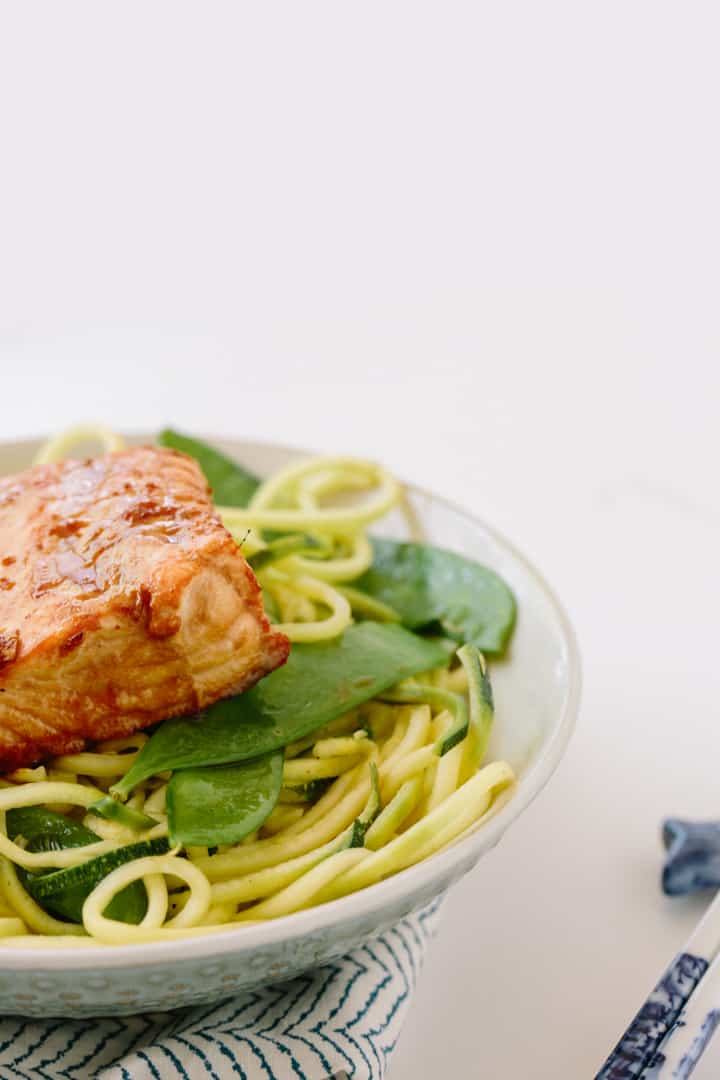 Teriyaki-Ginger Salmon with Sesame Zucchini Noodles