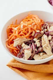 Tahini Chicken and Carrot Noodle Bowl