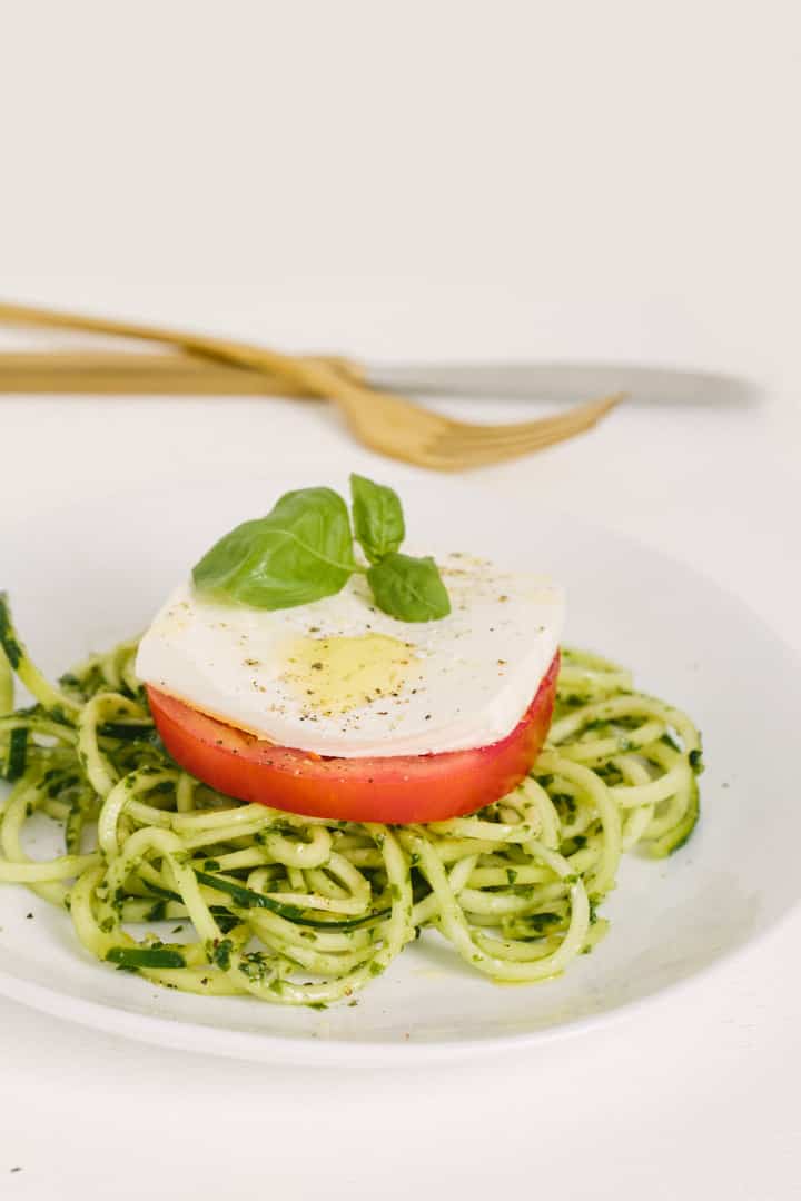 Pesto Caprese Zucchini Noodle Salad