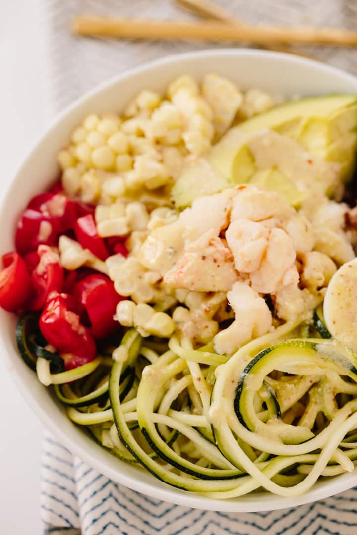 No-Lettuce Lobster Cobb Salad with Zucchini Noodles