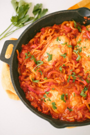 Chicken Paprikash with Spiralized Onions and Bell Peppers