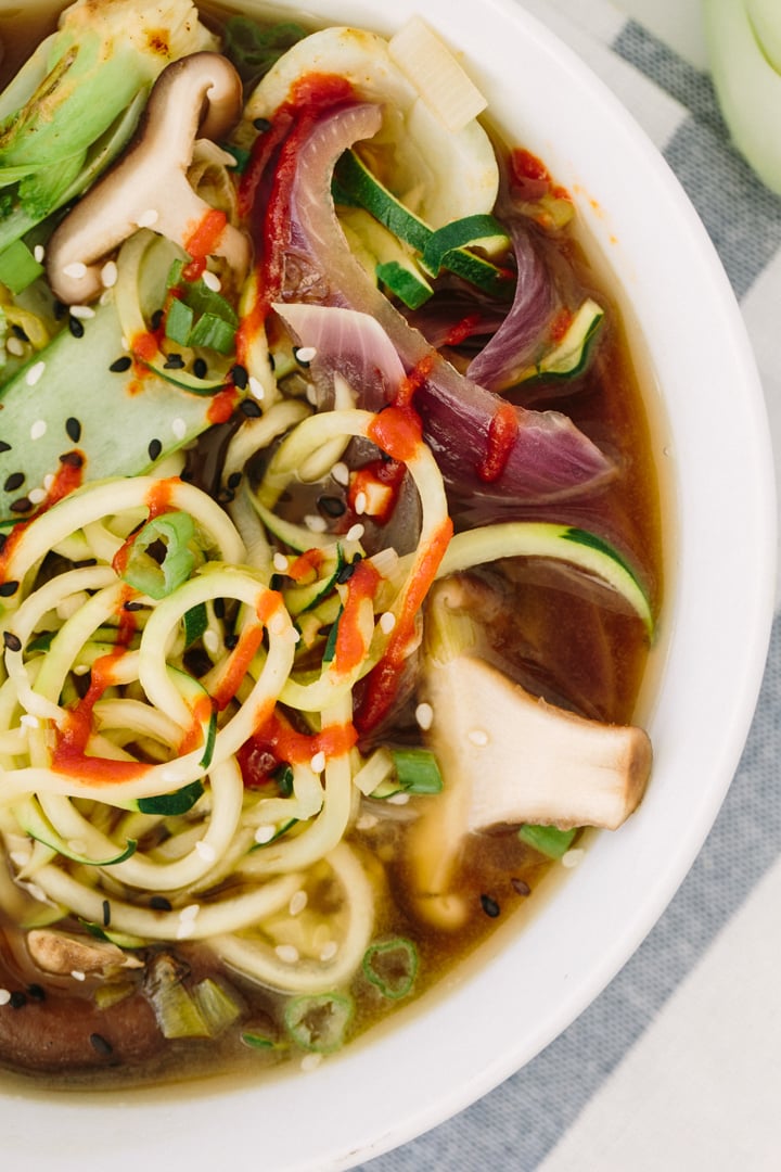 Spiralized Vegan Ramen Soup with Zucchini Noodles Recipe