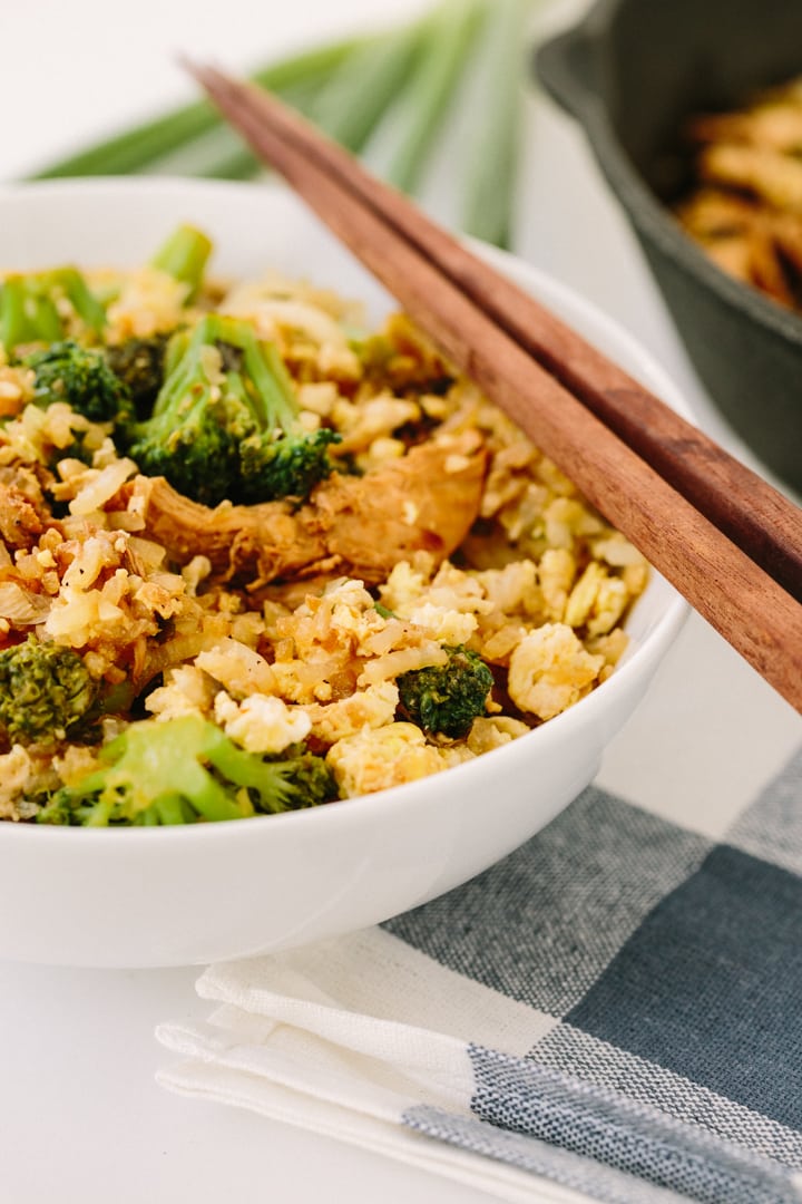 Shredded Chicken and Broccoli with Daikon Fried Rice