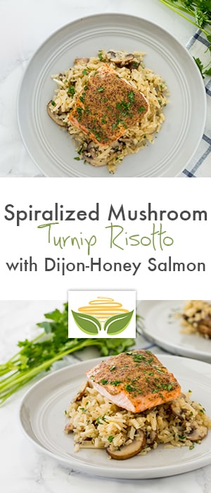 Spiralized Mushroom Turnip Risotto with Dijon-Honey Salmon Recipe